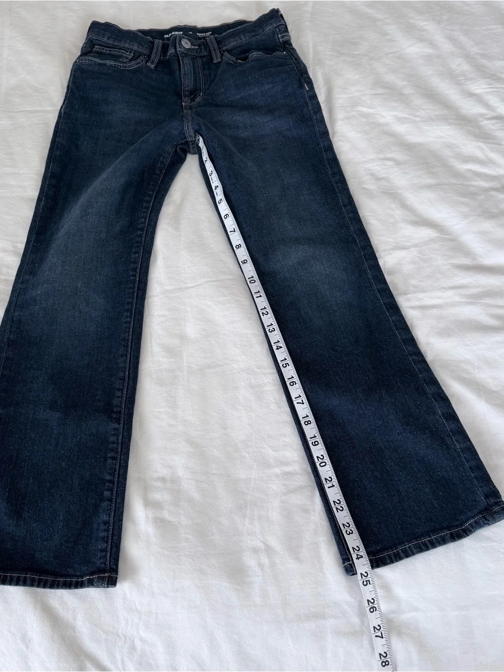 Old Navy Boys Built-In Flex Bootcut Jeans Adjustable Waist Dark Wash Size 10